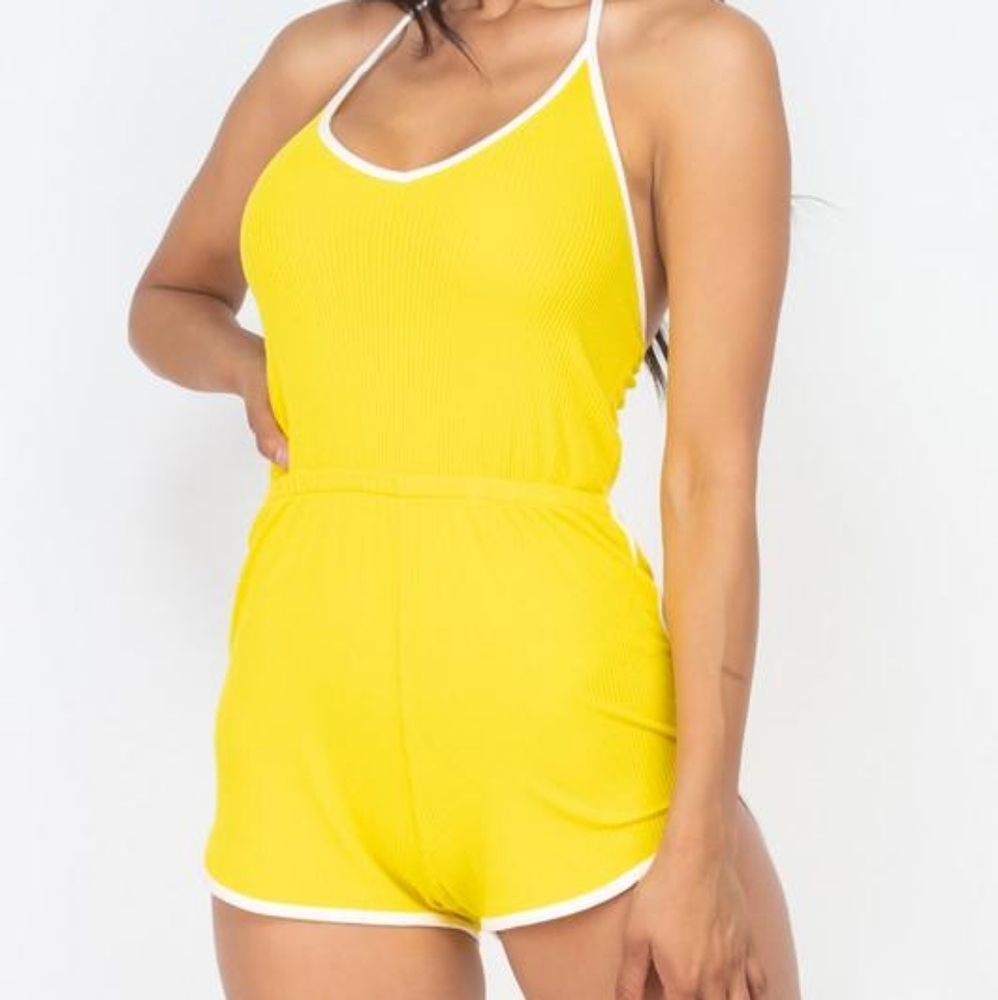 Yellow Ribbed Romper